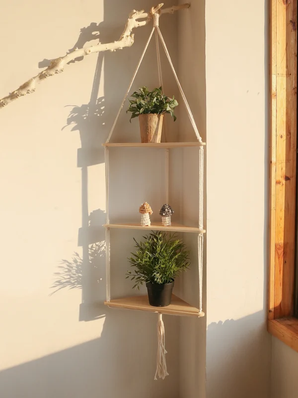 S1d636056c70f432d87ba5cdf2fc71b6cD.webp Wooden Macrame Corner Display Shelf