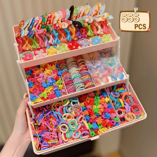 Colorful Hair Clip and Elastic Band Set