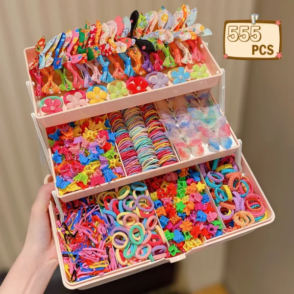 Colorful Hair Clip and Elastic Band Set