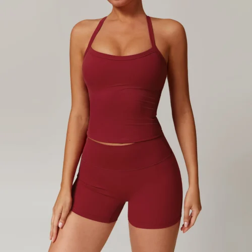 Women's Sports Bra and High-Waist Shorts Set