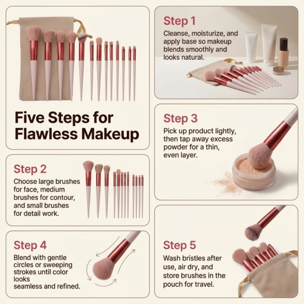 Makeup Brush Set with Storage Bag