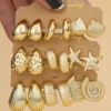 Seashell and Geometric Earring Set