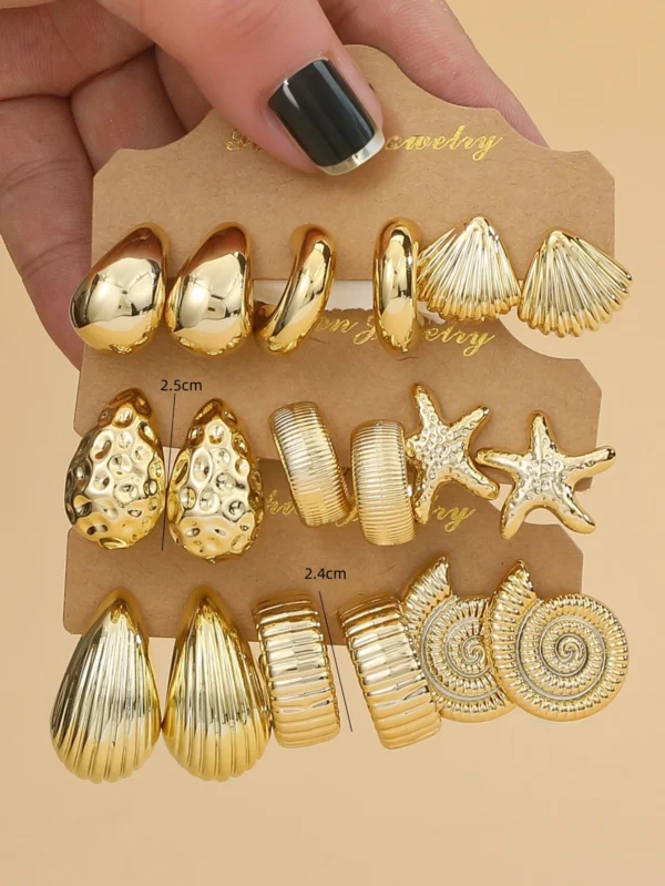 Seashell and Geometric Earring Set