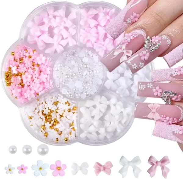 S91bd66a45cc4466486664826c78722a7Y.webp Bow and Flower Nail Art Charms
