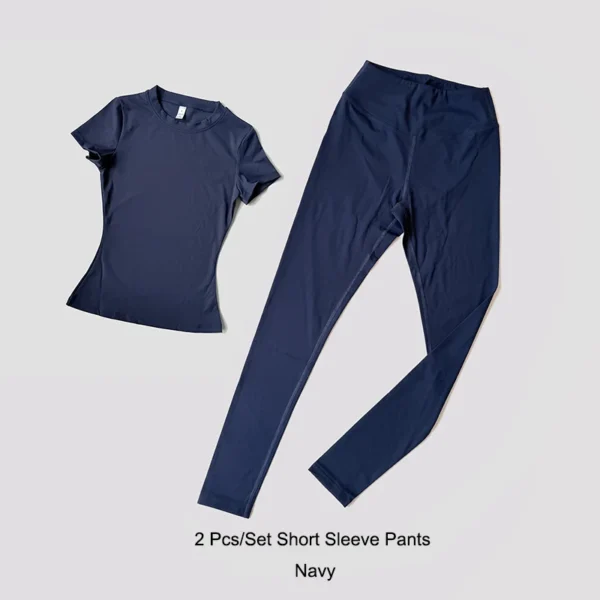 S98259c3902c044889fa6a8a1043fe7c0g.webp Women's Short-Sleeve Workout and Leggings Set