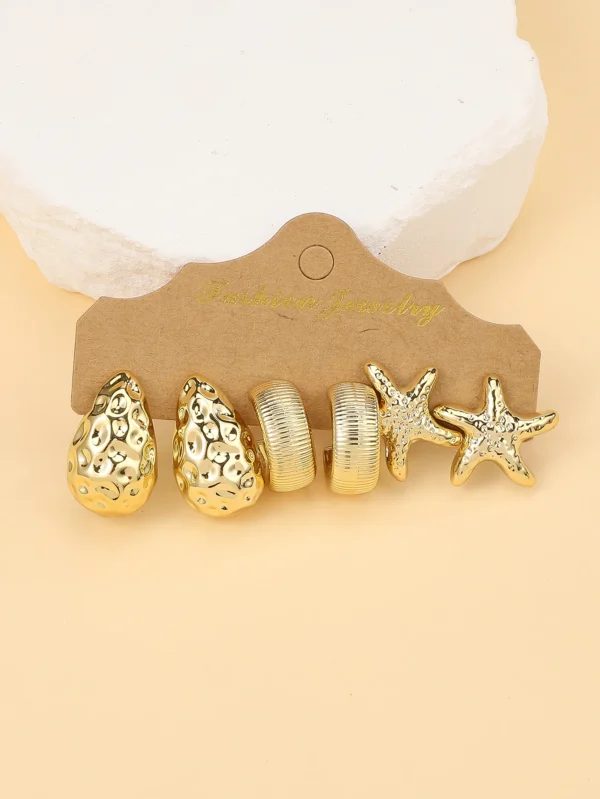 Seashell and Geometric Earring Set