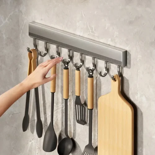 Wall-Mounted Kitchen Utensil Hook Rack
